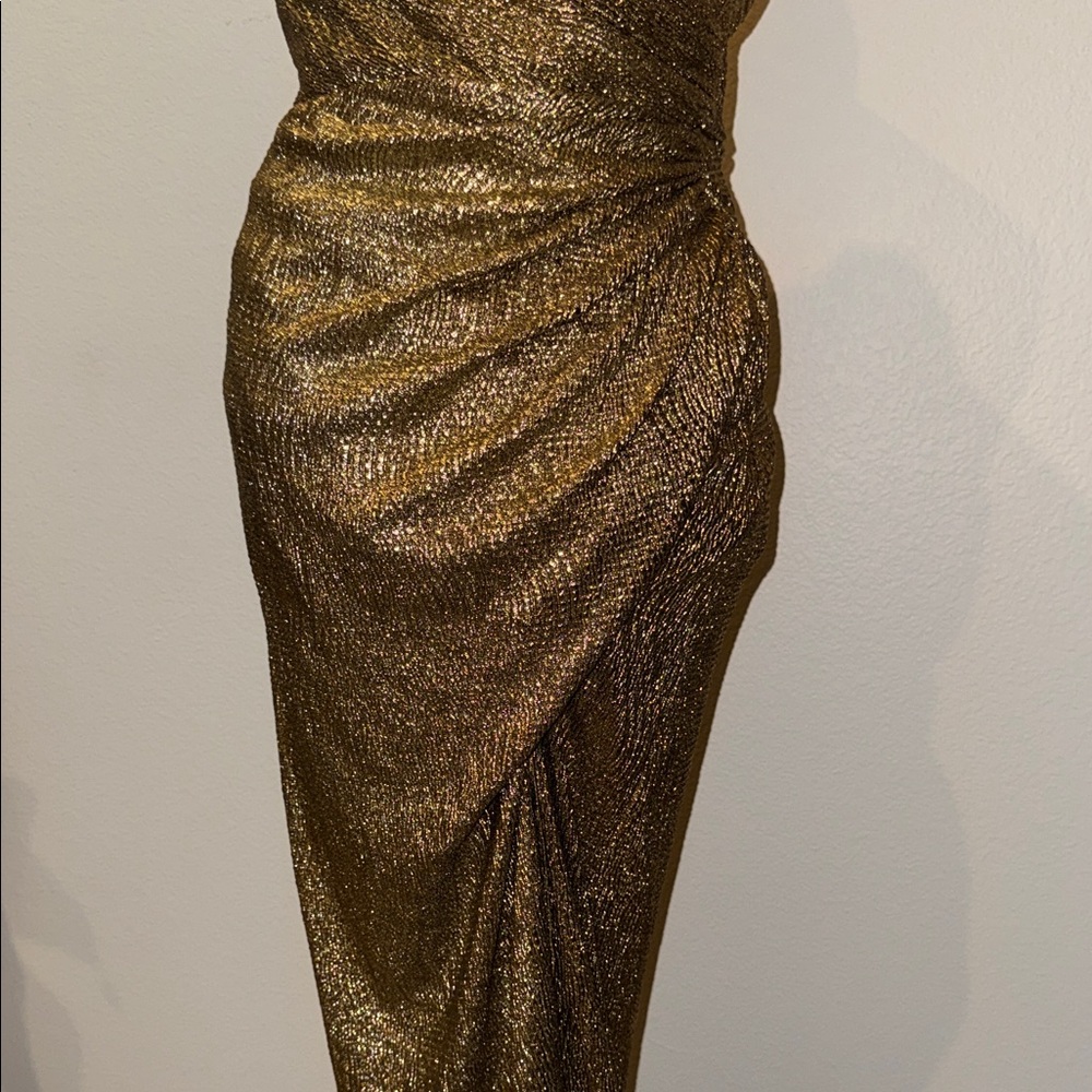 Xscape Gold One Shoulder Dress - Picture 3 of 6